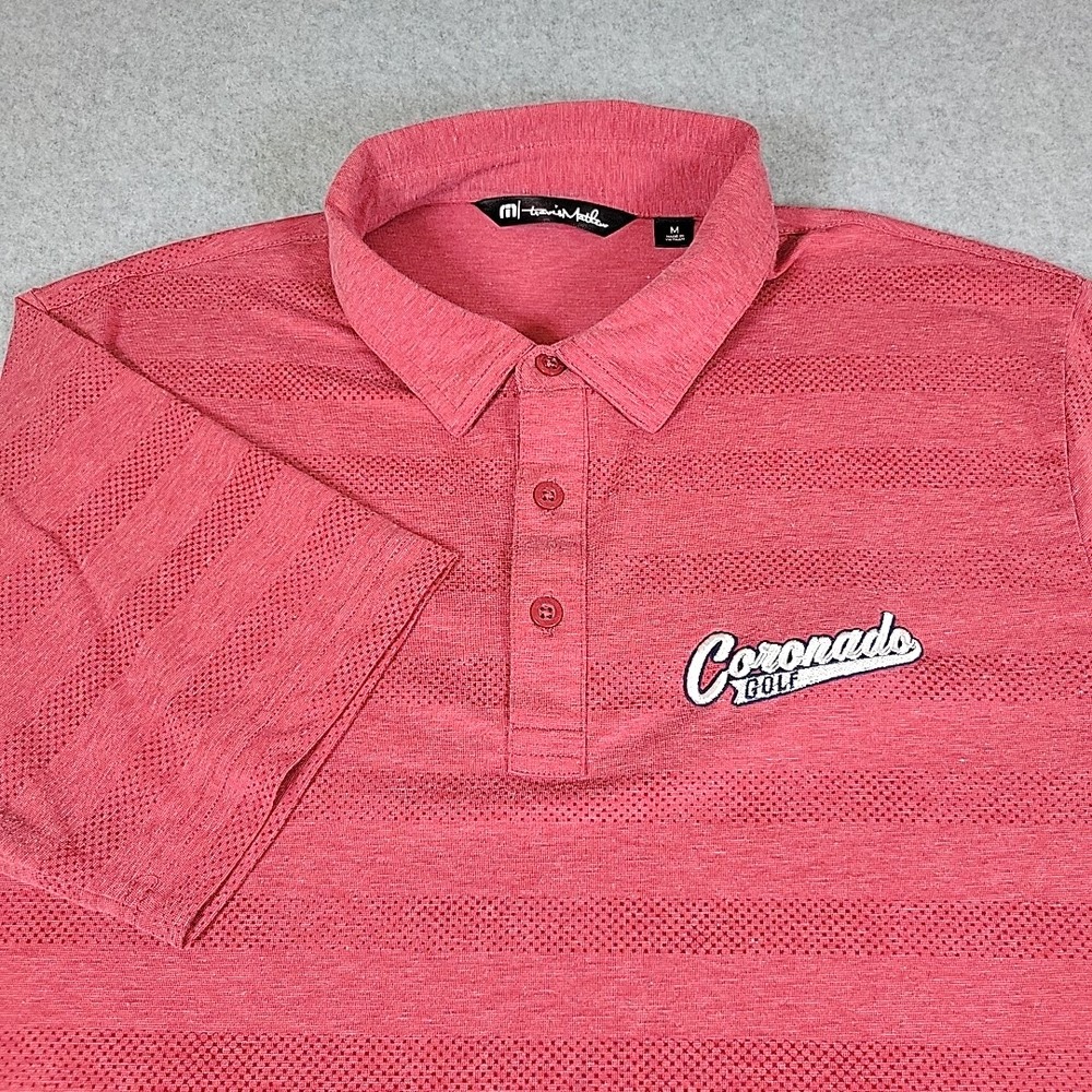 Travis Mathew Polo Shirt Men's Size Medium Red Coronado Embroidered Short Sleeve